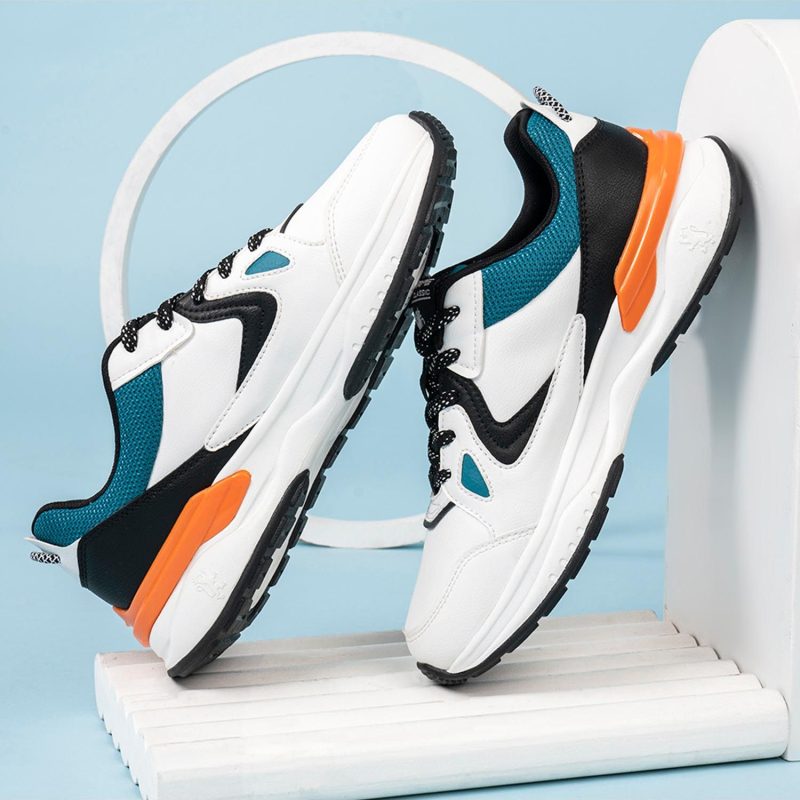 Comfy New Orange & White Tpr Sole Lifestyle Sneakers