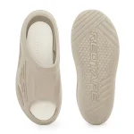 Red Tape slide showing top footbed view and textured bottom sole with brand name embossed for grip and style