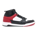 Right Red Tape high-neck casual sneaker for men, black, red, and white, side profile on a white background.
