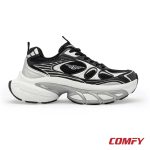 Right side profile of a Red Tape black and silver chunky casual shoe for women, showcasing its robust design.