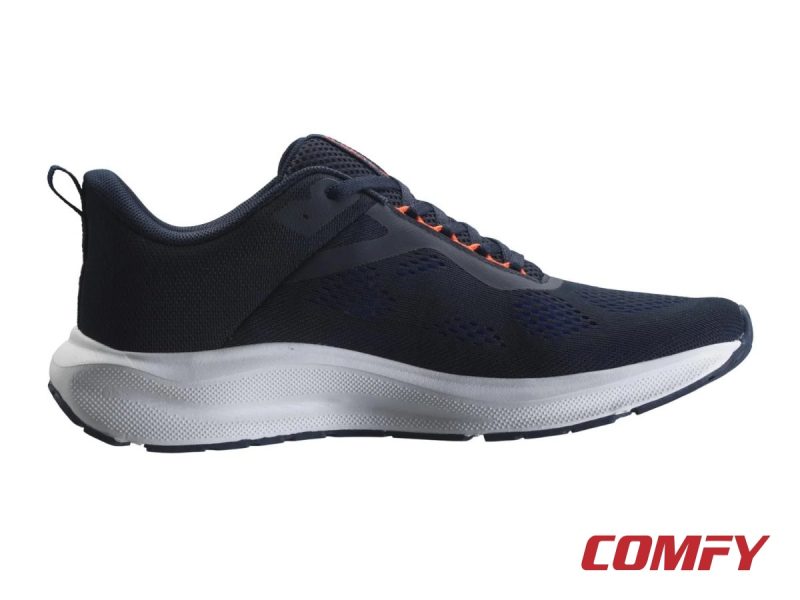 Inner side view of navy blue Crivit running shoes.