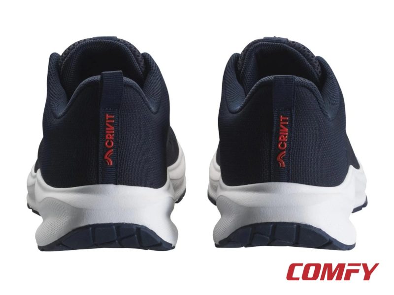 Rear view of Crivit running shoes showcasing heel construction.