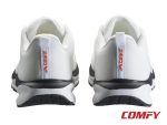 Back view of a pair of white Crivit sports sneakers with pull tabs.