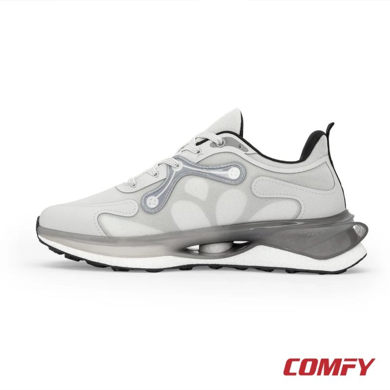 Medial side view of grey Red Tape ETPU memory foam drift sneaker.