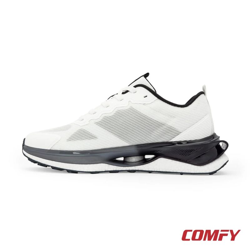 Medial side profile view of Red Tape ETPU running shoes.