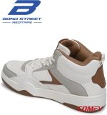 Three-quarter rear view of Bond Street by Red Tape sneakers highlighting heel comfort design.