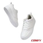 Pair of Bond Street white casual sneakers floating on a clean white background.