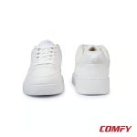 Front and back view of Bond Street white casual sneakers on a white background.