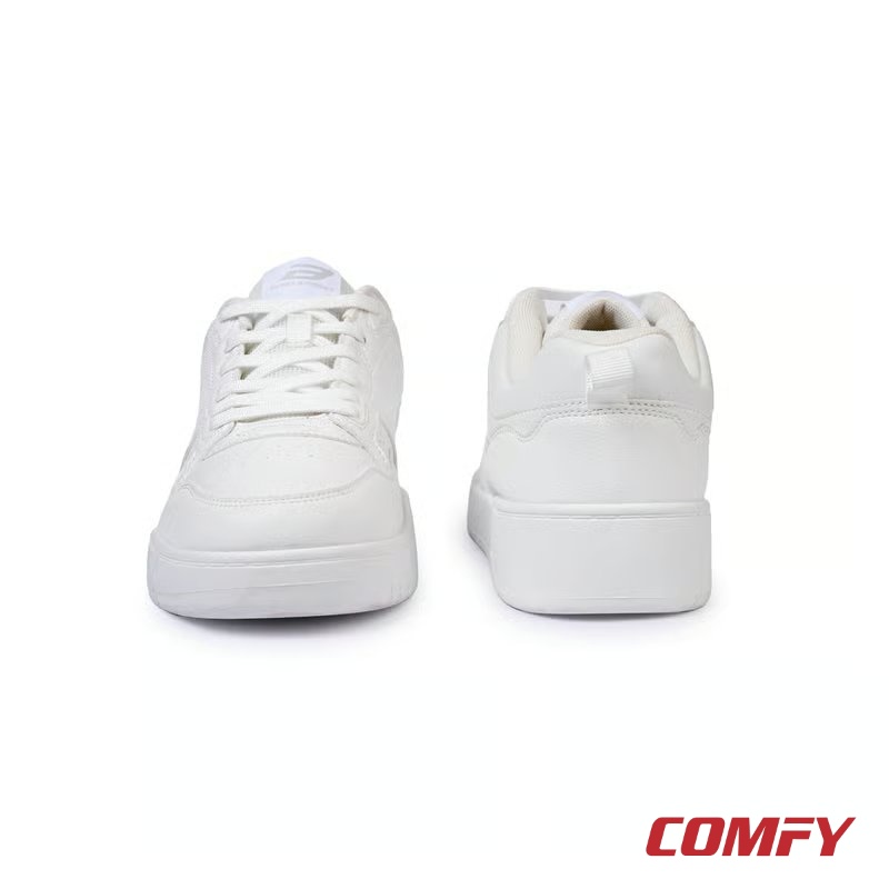 Front and back view of Bond Street white casual sneakers on a white background.