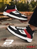 Outdoor lifestyle shot of Bond Street by Red Tape sneakers on pavement.