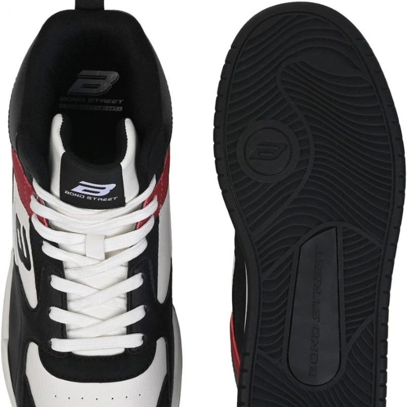 Top-down view of Bond Street by Red Tape men's casual sneakers highlighting laces and textured black outsole.