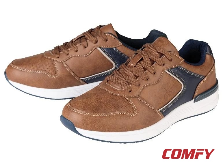 A pair of brown Esmara men's sports and leisure shoes with white soles viewed from a front angle.