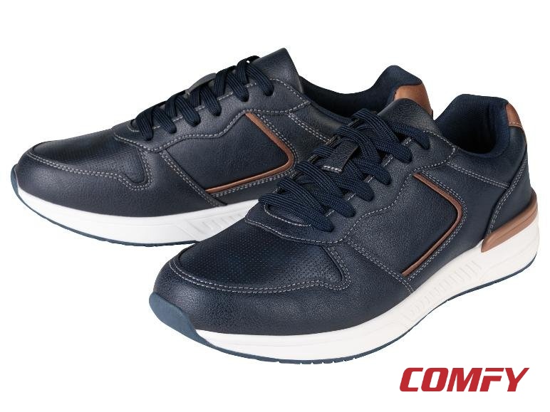 Side-angle view of a pair of Esmara men's navy blue sports and leisure shoes.