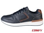 Studio profile view of Esmara men's navy blue leisure shoe with white sole.