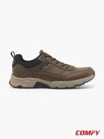 Side profile of Memphis One brown shoes with textured tan midsole.