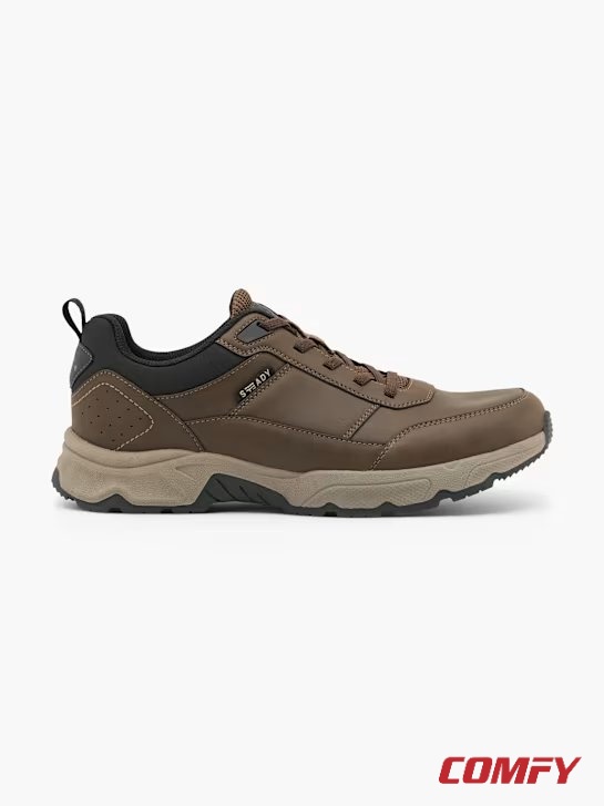 Side profile of Memphis One brown shoes with textured tan midsole.