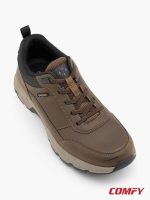 Top-down view of Memphis One brown shoes showing laces and padded collar.