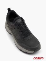 Angled top view of Memphis One Men's Sneakers in black with grey soles and laces.