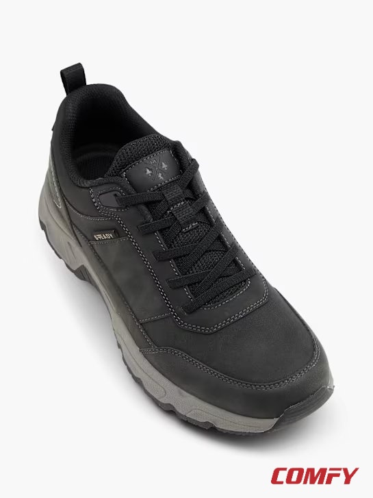 Angled top view of Memphis One Men's Sneakers in black with grey soles and laces.