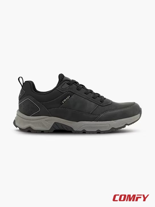 Side profile view of Memphis One Men's Sneakers in black and grey.