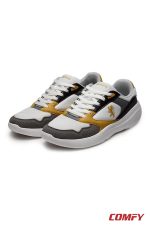 Pair of Red Tape men's grey sneakers on white background.