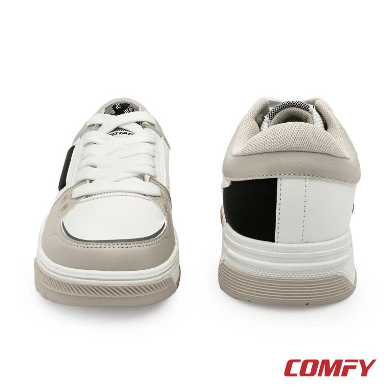 Front and rear views of Red Tape lifestyle sneakers showcasing heel collar and toe box details.