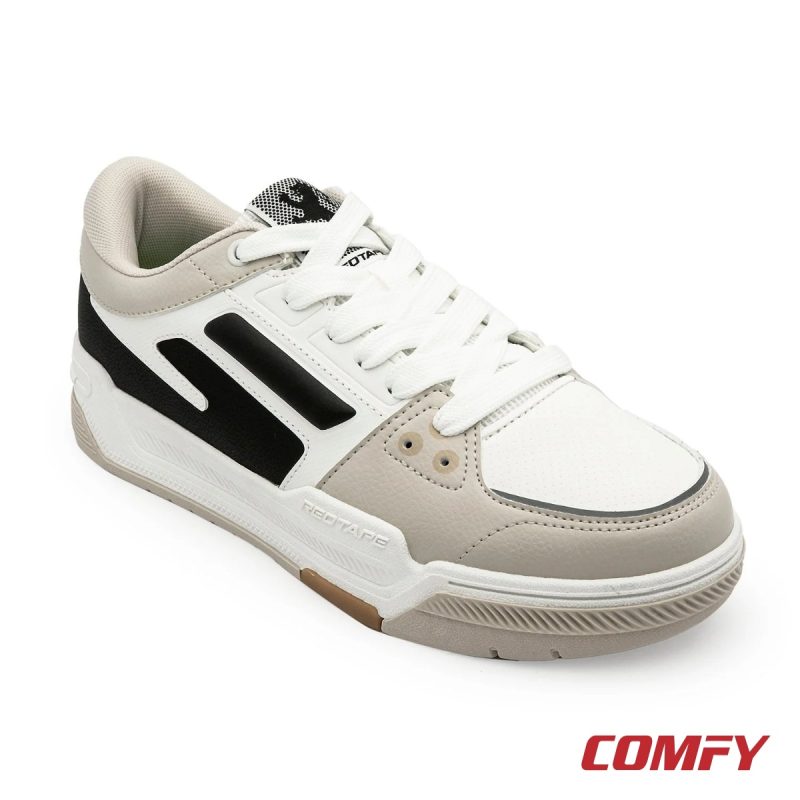 Red Tape lifestyle sneakers in beige and black, three-quarter view showing the sporty design.