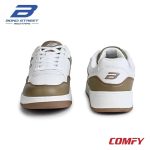 Front toe cap and rear heel counter view of Bond Street sneakers.