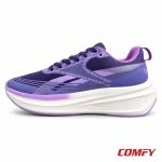 Profile view of the 100% original purple Reebok women's sneaker with white sole