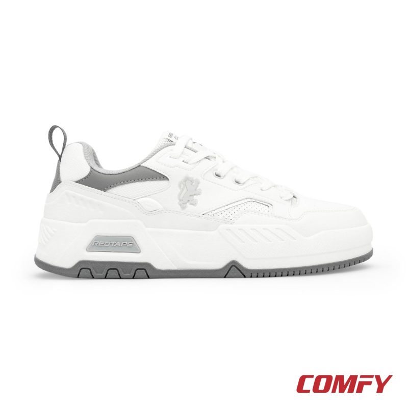 Side profile view of the white and grey Red Tape lifestyle sneaker.
